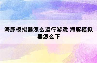 海豚模拟器怎么运行游戏 海豚模拟器怎么下